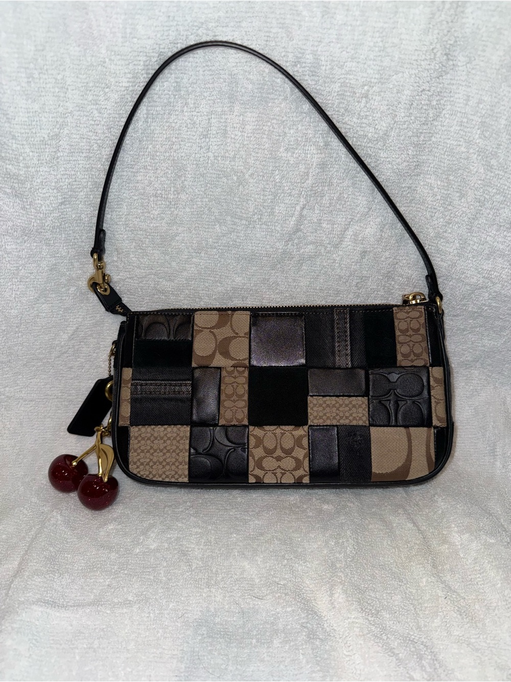 Coach Brown Patchwork Signature Shoulder Bag